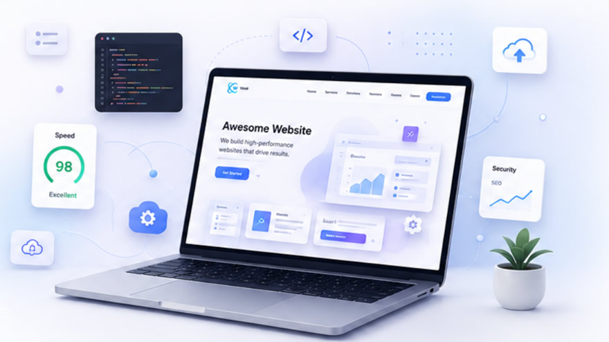 Modern web design, development and website maintenance workspace
