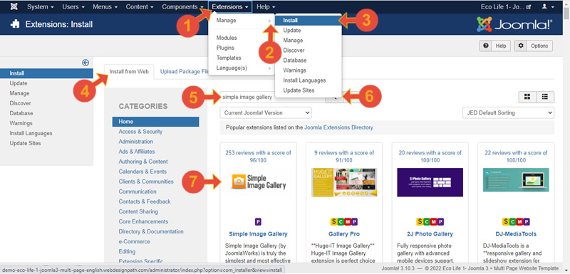 Joomla: Install simple image gallery 1