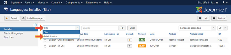 Joomla: Install a new language-2