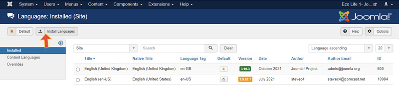 Joomla: Install a new language-3