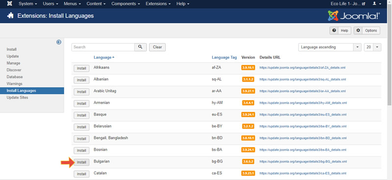 joomla Install new language 4